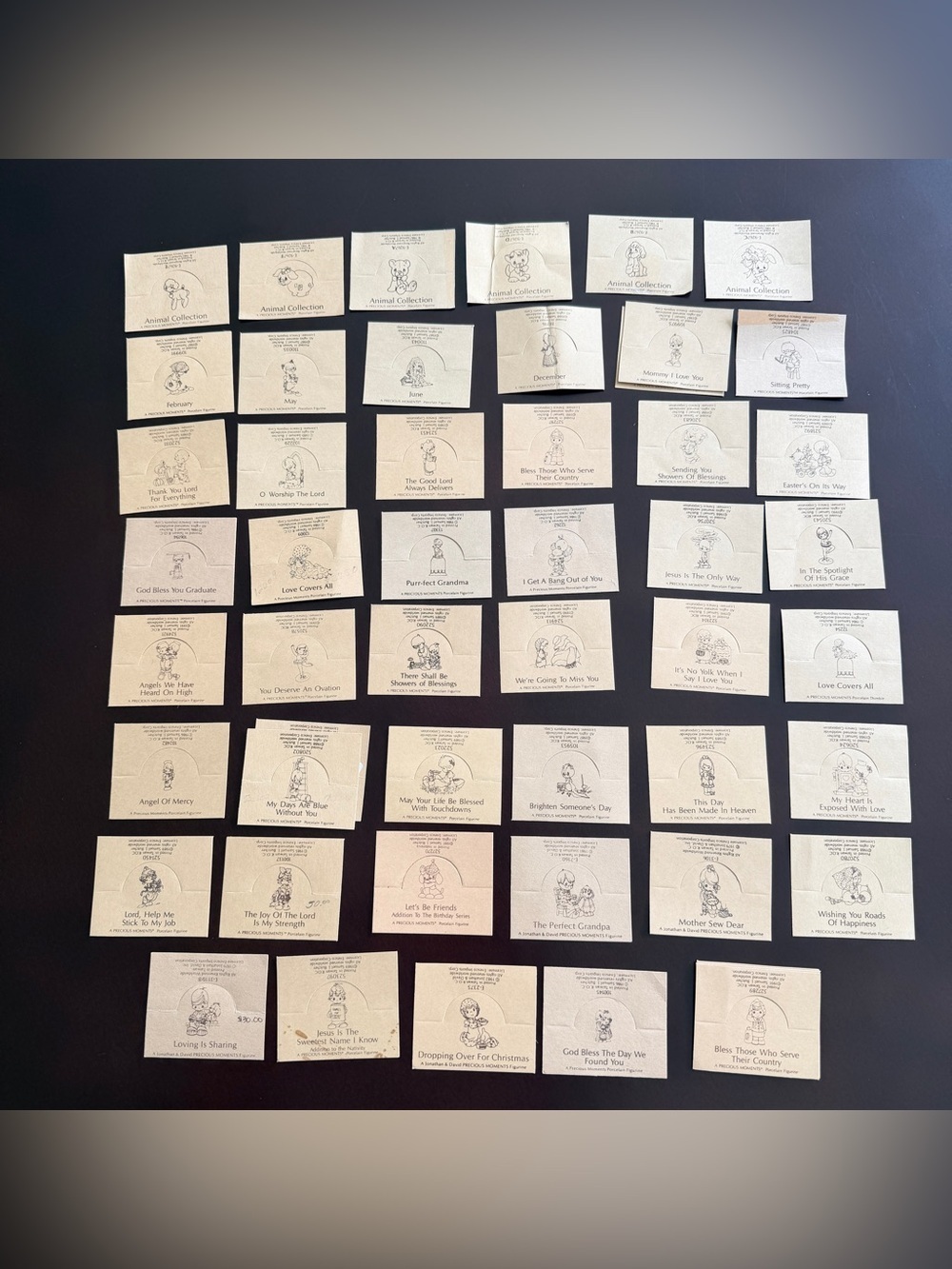 Huge Vintage Lot 80s/90s Precious Moments Hang Tags Mixed Animal Religious